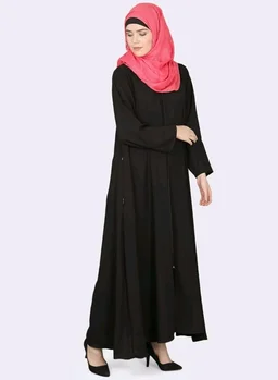 Mallika Women Modest Wear Nida Matt Front Open Zipper Abaya Burkha for Everyday use
- 2XL, Black
