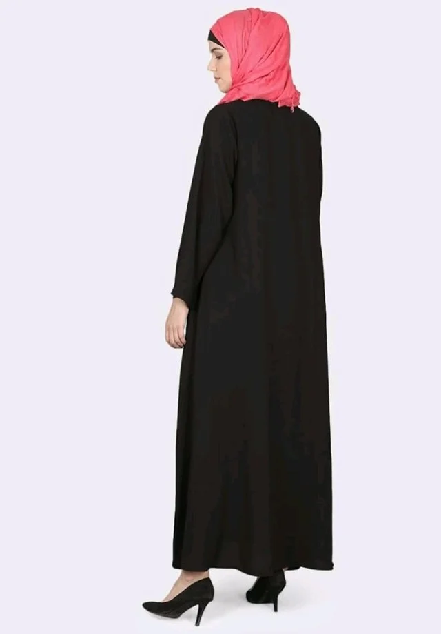 Mallika Women Modest Wear Nida Matt Front Open Zipper Abaya Burkha for Everyday use
- 2XL, Black