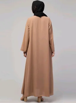 Mallika Women Modest Wear Nida Matt Front Open Zipper Abaya Burkha for Everyday use
- L, Skin