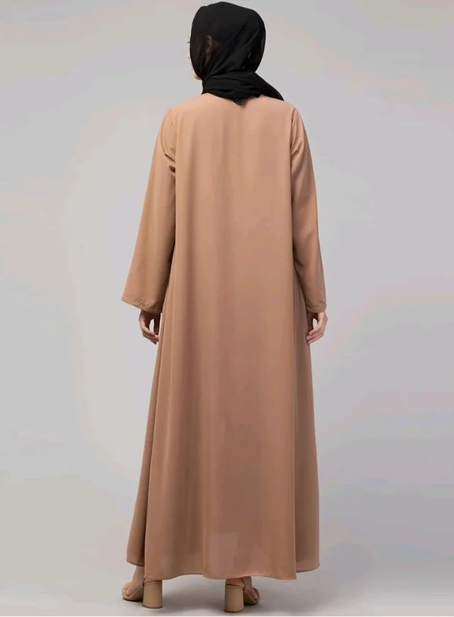 Mallika Women Modest Wear Nida Matt Front Open Zipper Abaya Burkha for Everyday use
- L, Skin