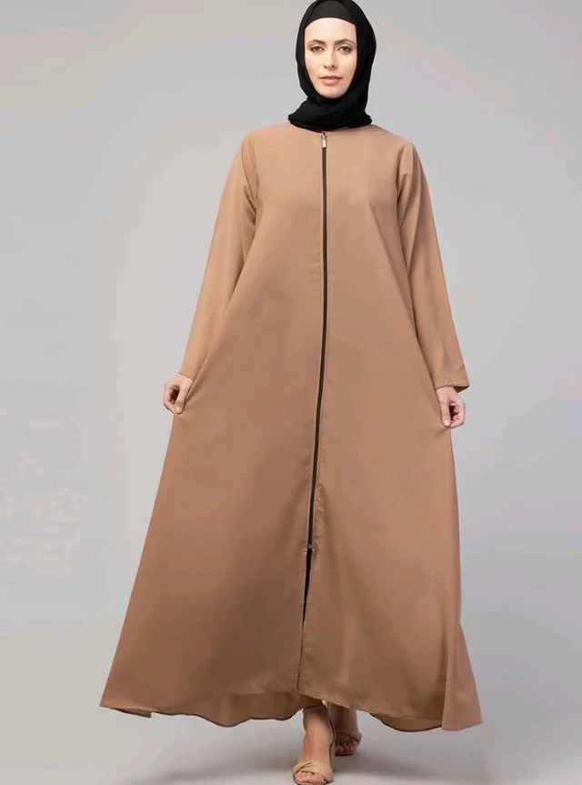 Mallika Women Modest Wear Nida Matt Front Open Zipper Abaya Burkha for Everyday use
- L, Skin