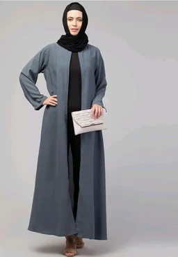 Mallika Women Modest Wear Nida Matt Front Open Zipper Abaya Burkha for Everyday use
- 2XL, Grey