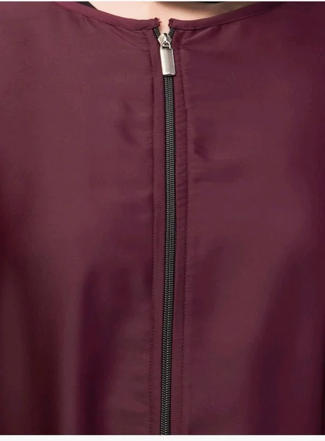Mallika Women Modest Wear Nida Matt Front Open Zipper Abaya Burkha for Everyday use
- 2XL, Wine
