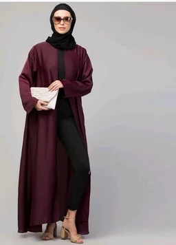Mallika Women Modest Wear Nida Matt Front Open Zipper Abaya Burkha for Everyday use
- 2XL, Wine