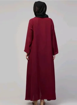 Mallika Women Modest Wear Nida Matt Front Open Zipper Abaya Burkha for Everyday use
- 2XL, Maroon