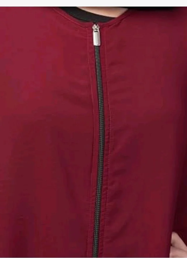 Mallika Women Modest Wear Nida Matt Front Open Zipper Abaya Burkha for Everyday use
- 2XL, Maroon