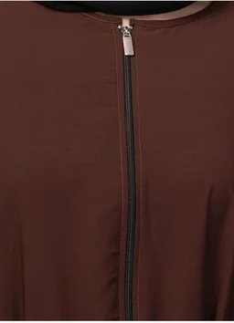 Mallika Women Modest Wear Nida Matt Front Open Zipper Abaya Burkha for Everyday use
- L, Brown