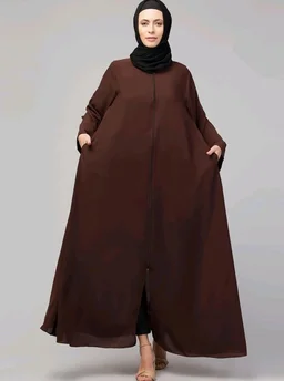 Mallika Women Modest Wear Nida Matt Front Open Zipper Abaya Burkha for Everyday use
- L, Brown