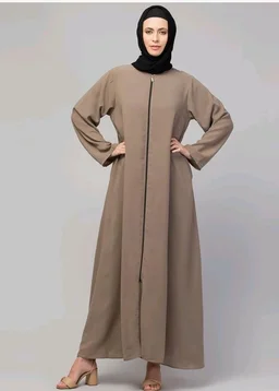 Mallika Women Modest Wear Nida Matt Front Open Zipper Abaya Burkha for Everyday use
- 2XL, Khaki