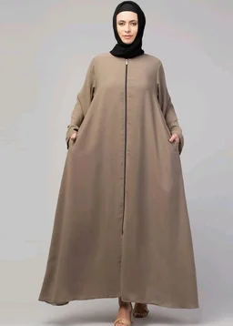 Mallika Women Modest Wear Nida Matt Front Open Zipper Abaya Burkha for Everyday use
- 2XL, Khaki