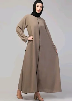 Mallika Women Modest Wear Nida Matt Front Open Zipper Abaya Burkha for Everyday use
- 2XL, Khaki