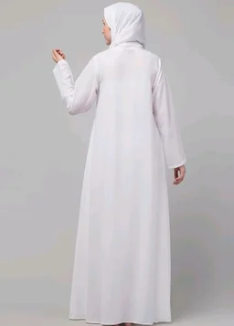 Mallika Women Modest Wear Nida Matt Front Open Zipper Abaya Burkha for Everyday use
- 2XL, White