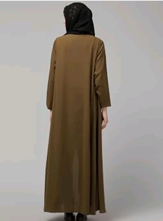 Mallika Women Modest Wear Nida Matt Front Open Zipper Abaya Burkha for Everyday use
- 2XL, Light Brown
