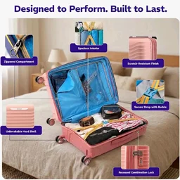 Provogue Coral Hard-Sided PP 65 Cm Trolley Bags for Travel Medium Size | Expandable Luggage Suitcase with 8 Wheels | Combination Lock | 5 Year Warranty (Tea Rose/Redwood)
50+ bought in past month