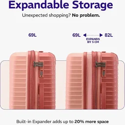 Provogue Coral Hard-Sided PP 65 Cm Trolley Bags for Travel Medium Size | Expandable Luggage Suitcase with 8 Wheels | Combination Lock | 5 Year Warranty (Tea Rose/Redwood)
50+ bought in past month