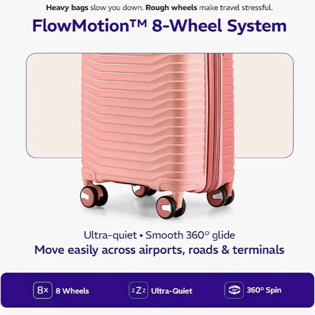 Provogue Coral Hard-Sided PP 65 Cm Trolley Bags for Travel Medium Size | Expandable Luggage Suitcase with 8 Wheels | Combination Lock | 5 Year Warranty (Tea Rose/Redwood)
50+ bought in past month