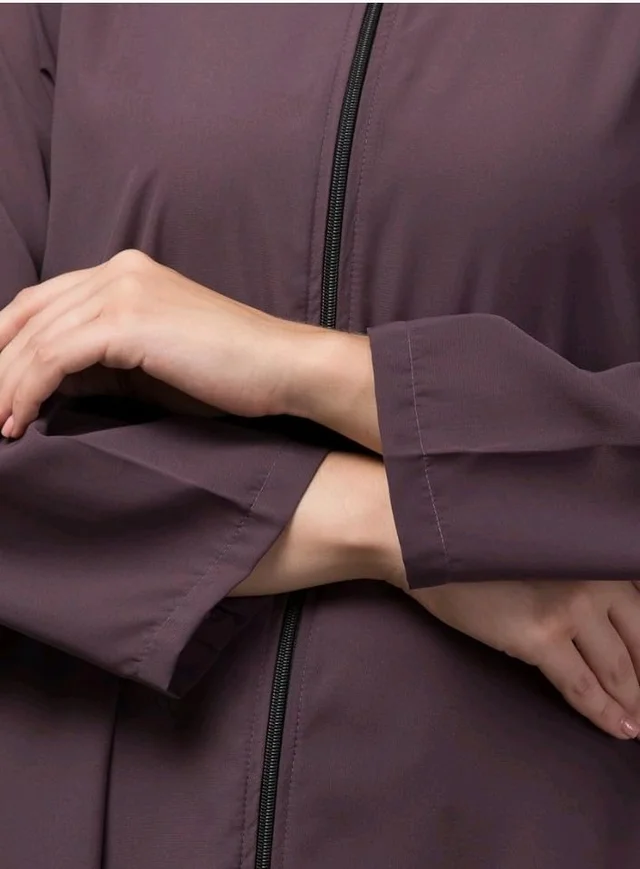 Mallika Women Modest Wear Nida Matt Front Open Zipper Abaya Burkha for Everyday use
- L, Dust Purple
