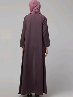 Mallika Women Modest Wear Nida Matt Front Open Zipper Abaya Burkha for Everyday use
- L, Dust Purple