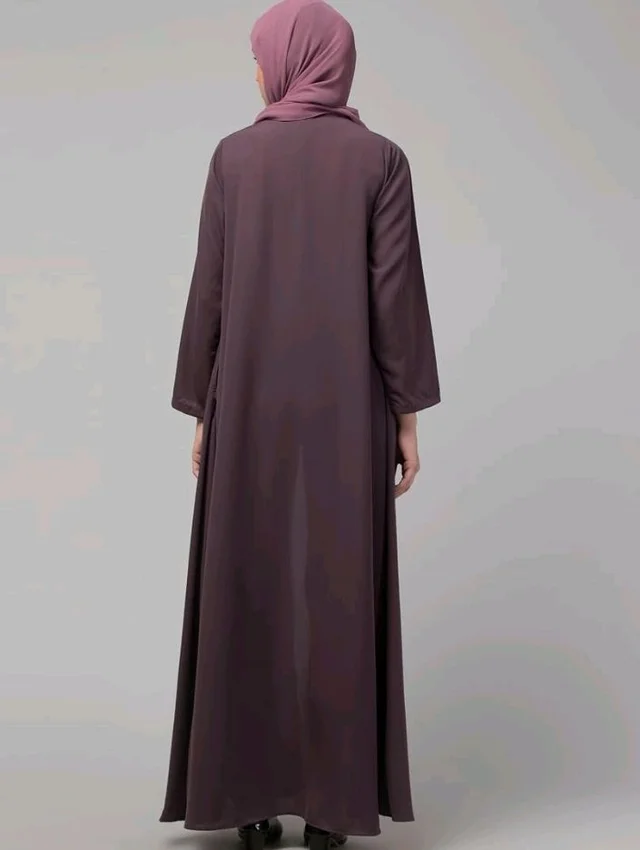 Mallika Women Modest Wear Nida Matt Front Open Zipper Abaya Burkha for Everyday use
- L, Dust Purple