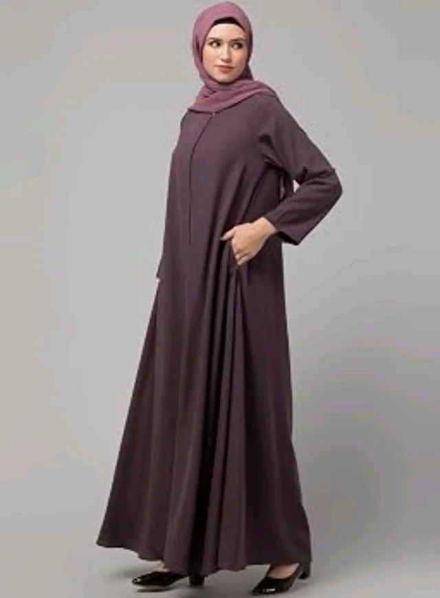 Mallika Women Modest Wear Nida Matt Front Open Zipper Abaya Burkha for Everyday use
- L, Dust Purple