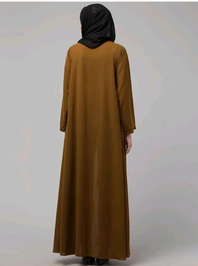 Mallika Women Modest Wear Nida Matt Front Open Zipper Abaya Burkha for Everyday use
- S, Gold