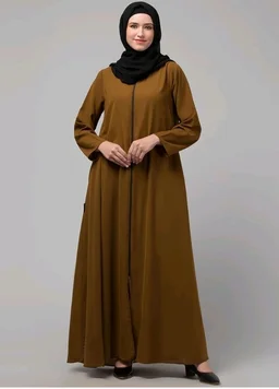 Mallika Women Modest Wear Nida Matt Front Open Zipper Abaya Burkha for Everyday use
- S, Gold