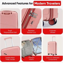 Meridian Cabin Suitcase 55 cm 20 inch Polypropylene Hard Trolley, 8 Spinner Wheels, 2-Pocket Convipack, Recessed Number Lock, Carry-On for Men & Women Blossom Pink/Megenta Pink
100+ bought in past month