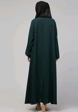 Mallika Women Modest Wear Nida Matt Front Open Zipper Abaya Burkha for Everyday use
- S, Green