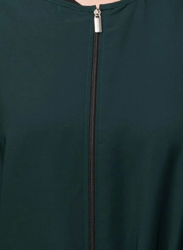 Mallika Women Modest Wear Nida Matt Front Open Zipper Abaya Burkha for Everyday use
- S, Green