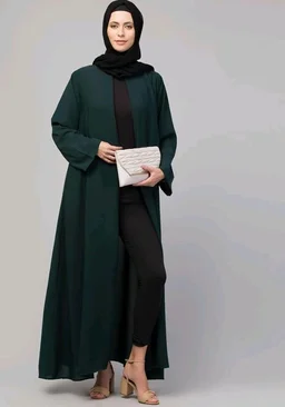 Mallika Women Modest Wear Nida Matt Front Open Zipper Abaya Burkha for Everyday use
- S, Green