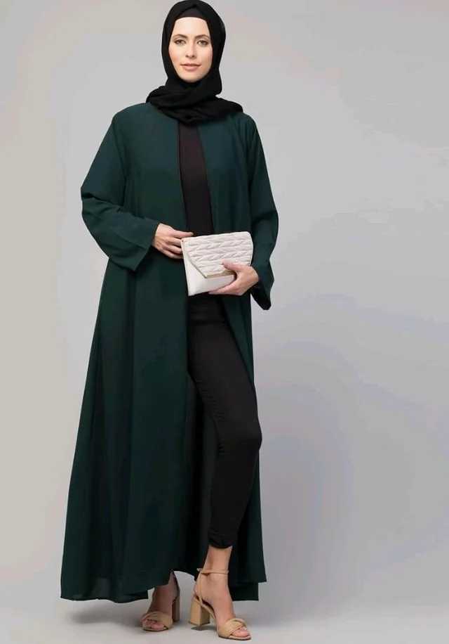 Mallika Women Modest Wear Nida Matt Front Open Zipper Abaya Burkha for Everyday use
- S, Green