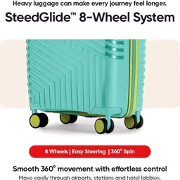 Core Cabin Suitcase 55 cm 20 inch Polypropylene Hard Trolley Bag, 8 Spinner Wheels, Recessed Number Lock, Lightweight Carry-On Luggage for Men & Women Aegean Blue/Meadow Yellow
100+ bought in past month