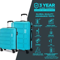 Kamiliant by American Tourister Medium Harrier Edge 8W 68 Cms Check-in (PP) Hard Sided 8 Wheels Spinner Luggage/Suitcase/Trolley Bag (Coral Blue) (Double Wheel)
100+ bought in past month