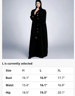 Women’s Loose Fit Abaya with Embroidery Button Work, Long Sleeves And Side Pockets
- S