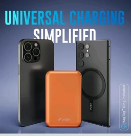 URBN Curve 3 in 1 Wireless Power Bank for iPhone, 10000mAh MagSafe Fast Charging for Apple AirPods, iWatch, iPhone 12 & Above, Android & Other Qi Enabled Devices (Orange)