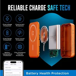 URBN Curve 3 in 1 Wireless Power Bank for iPhone, 10000mAh MagSafe Fast Charging for Apple AirPods, iWatch, iPhone 12 & Above, Android & Other Qi Enabled Devices (Orange)