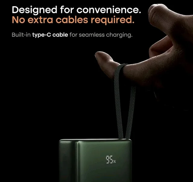 Noise Newly Launched India's 1st Power Bank 20000mAh 45W Ultra Fast Charging: Built-in Type-C Cable, Digital Battery%, Advanced Safety, Metallic Finish, Triple Output, BIS Certified (Titanium)