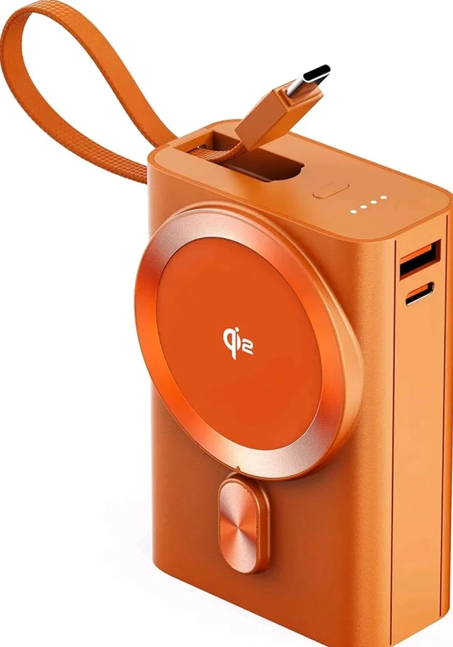Ambrane 25W Qi2.2 Magsafe Wireless 20000mAh Powerbank, 35W Wired Charging, Fastest Qi2.2 Technology - Now Charge 40% in 30 mins wirelessly, Support MacBook Air Charging for iPhone (Orbit 20K, Orange)