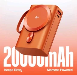 Ambrane 25W Qi2.2 Magsafe Wireless 20000mAh Powerbank, 35W Wired Charging, Fastest Qi2.2 Technology - Now Charge 40% in 30 mins wirelessly, Support MacBook Air Charging for iPhone (Orbit 20K, Orange)