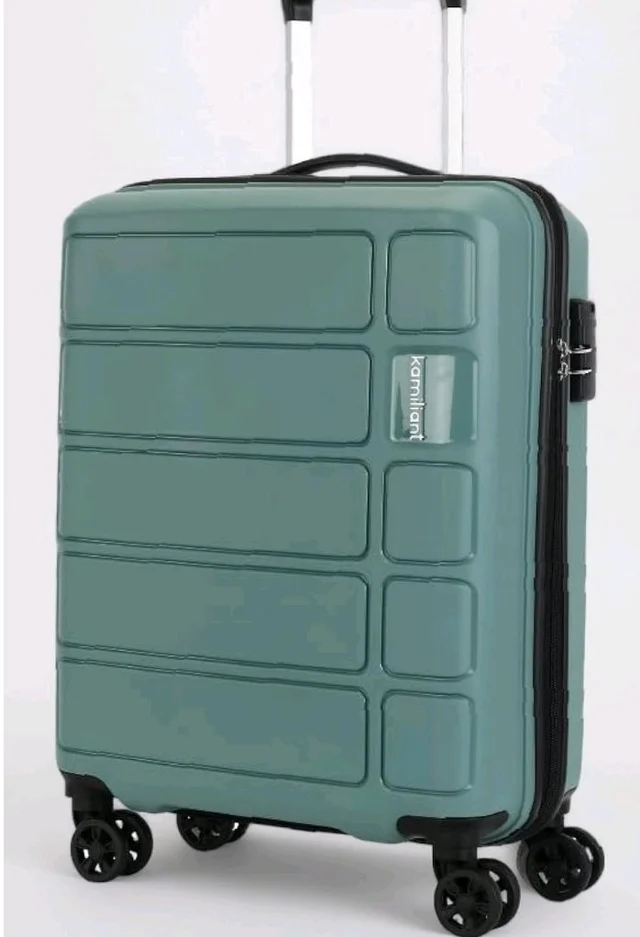 Kamiliant by American Tourister Small Harrier Edge 8W 56 Cms Cabin (PP) Hard Sided 8 Wheels Spinner Luggage/Suitcase/Trolley Bag (Slate Grey) (Double Wheel)