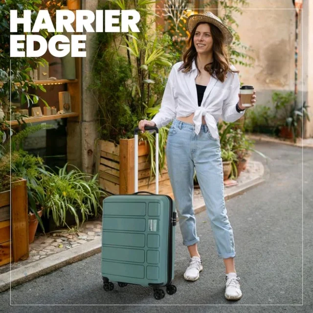 Kamiliant by American Tourister Small Harrier Edge 8W 56 Cms Cabin (PP) Hard Sided 8 Wheels Spinner Luggage/Suitcase/Trolley Bag (Slate Grey) (Double Wheel)