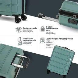 Kamiliant by American Tourister Small Harrier Edge 8W 56 Cms Cabin (PP) Hard Sided 8 Wheels Spinner Luggage/Suitcase/Trolley Bag (Slate Grey) (Double Wheel)