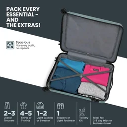 Kamiliant by American Tourister Small Harrier Edge 8W 56 Cms Cabin (PP) Hard Sided 8 Wheels Spinner Luggage/Suitcase/Trolley Bag (Slate Grey) (Double Wheel)