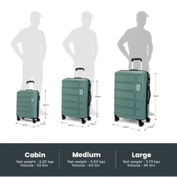 Kamiliant by American Tourister Small Harrier Edge 8W 56 Cms Cabin (PP) Hard Sided 8 Wheels Spinner Luggage/Suitcase/Trolley Bag (Slate Grey) (Double Wheel)
