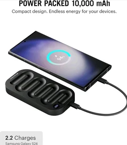 DailyObjects Loop Universal Aluminium Power Bank|10000 Mah|Fast Charging Output 20W | Compatible with Samsung/OnePlus/iPhone 12/13/14/15/16/17/Pro Max/Airpods|Pocket Size|LED Battery Display (Black)