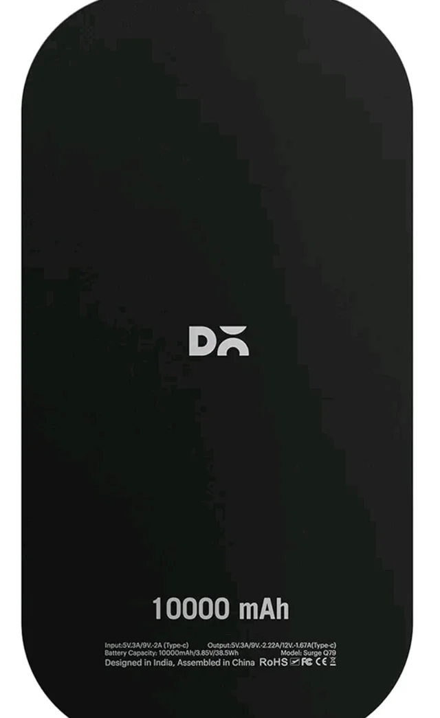 DailyObjects Loop Universal Aluminium Power Bank|10000 Mah|Fast Charging Output 20W | Compatible with Samsung/OnePlus/iPhone 12/13/14/15/16/17/Pro Max/Airpods|Pocket Size|LED Battery Display (Black)