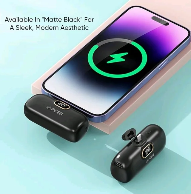 Powerpod 5000mAh 22.5W Fast Charging Nano Powerbank, in-Built Type C Input/Output Pin, Type C PD Output, LED Battery Indicator, Compatible with Type C Smartphone, iPhone (Matte Black)