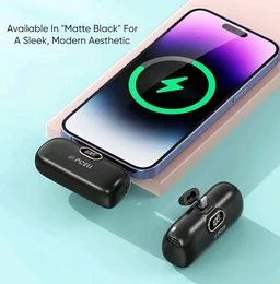 Powerpod 5000mAh 22.5W Fast Charging Nano Powerbank, in-Built Type C Input/Output Pin, Type C PD Output, LED Battery Indicator, Compatible with Type C Smartphone, iPhone (Matte Black)