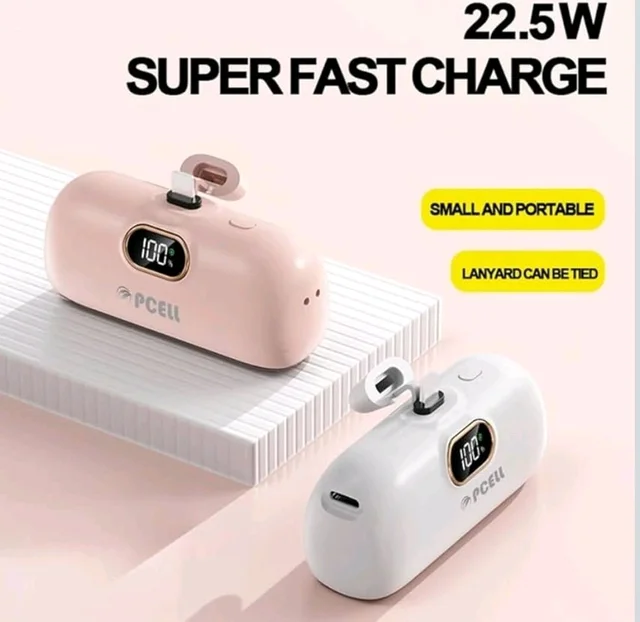 Powerpod 5000mAh 22.5W Fast Charging Nano Powerbank, in-Built Type C Input/Output Pin, Type C PD Output, LED Battery Indicator, Compatible with Type C Smartphone, iPhone (Matte Black)
