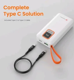 Portronics Ampbox 10K 10000 mAh Nano Power Bank with 22.5W Fast Charging, Digital Display, Dual Output(Type C PD + USB), Type C Input, Wake Up Button(White)